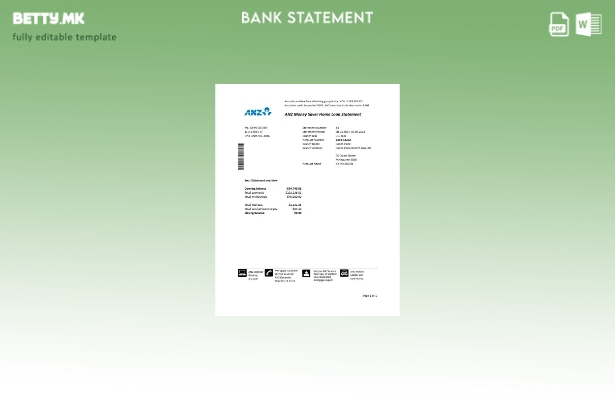 модерен стил Австралија ANZ доказ за адреса банкарски извод шаблон ексел